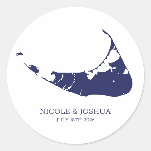 Nantucket Island Trouw Nantucket Navy Ronde Sticker (Voorkant)