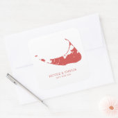 Nantucket Island Wedding Nantucket Red Vierkante Sticker (Envelop)