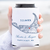Nantucket Kaart Navy Blue Huwelijksgunst Drink Hou Blikjeskoeler
