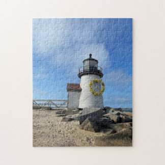 Nantucket Lighthouse met lente Wreath Legpuzzel