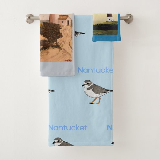 Nantucket Lighthouse Nautical Pipy Plover Beach Bad Handdoek (Insitu)
