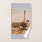 Nantucket Lighthouse Nautical Pipy Plover Beach Bad Handdoek (Handdoek)