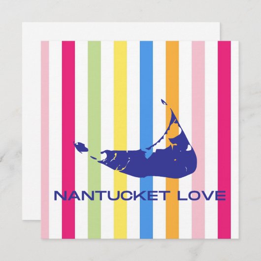 Nantucket Love Bright Bold Stripe FlatCard (leeg) (Voorkant / Achterkant)