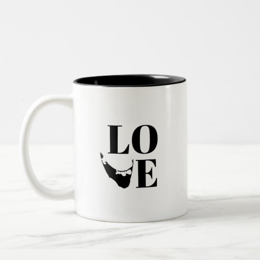 Nantucket Love Graphic Print Island Silhouet Tweekleurige Koffiemok (Links)