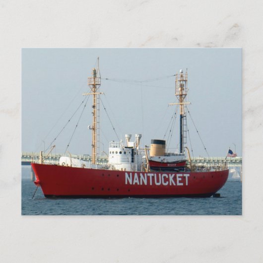 Nantucket MA Cape Cod Boat in Harbour Post Card Briefkaart (Voorkant)