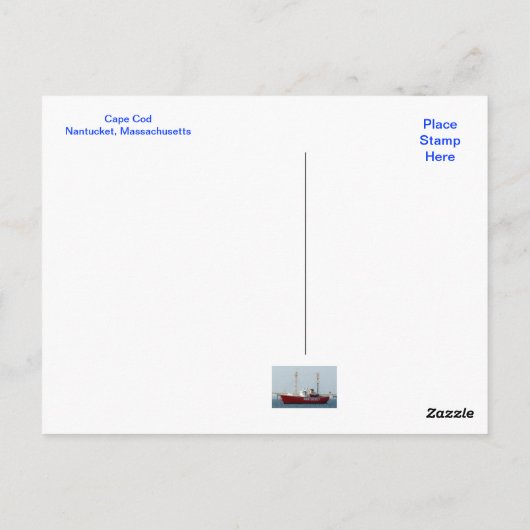 Nantucket MA Cape Cod Boat in Harbour Post Card Briefkaart (Achterkant)
