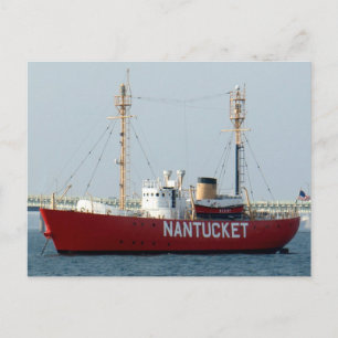 Nantucket MA Cape Cod Boat in Harbour Post Card Briefkaart