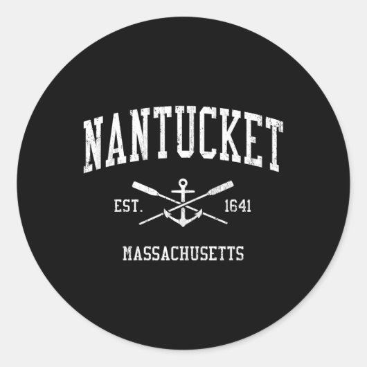 Nantucket Ma Crossed Oars Boot Anker Sports Ronde Sticker (Voorkant)