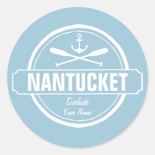 Nantucket, MA gepersonaliseerde naam, nautisch ank Ronde Sticker (Voorkant)