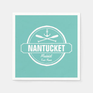 Nantucket, MA gepersonaliseerde naam, nautisch ank Servetten