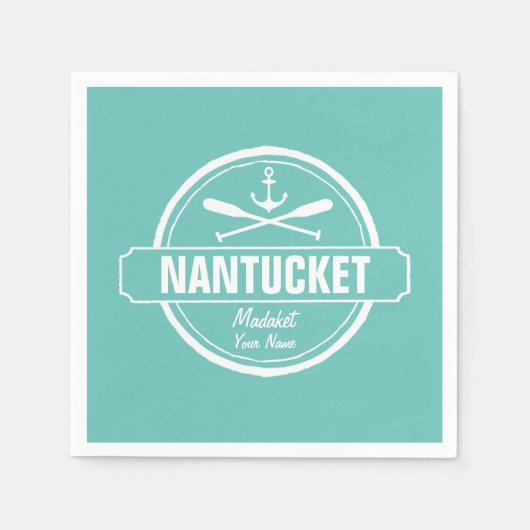 Nantucket, MA gepersonaliseerde naam, nautisch ank Servetten (Voorkant)