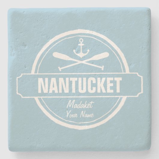 Nantucket, MA gepersonaliseerde naam, nautisch ank Stenen Onderzetter (Voorkant)