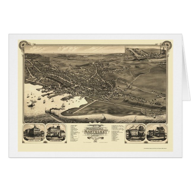 Nantucket, MA Panoramic Map - 1881 (Voorkant Horizontaal)