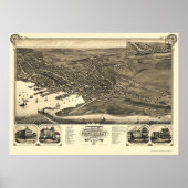 Nantucket, MA Panoramic Map - 1881 Poster (Voorkant)