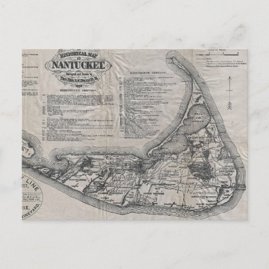  Nantucket Map Briefkaart (Voorkant)