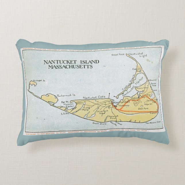 Nantucket  Map Pillow 3 Decoratief Kussen (Voorkant)