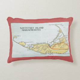 Nantucket Map Pillow in Nantucket Red Decoratief Kussen