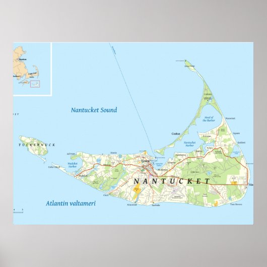 Nantucket Map Poster (Voorkant)