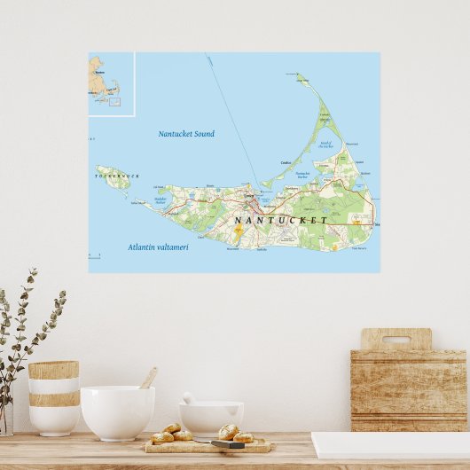 Nantucket Map Poster (Keuken)