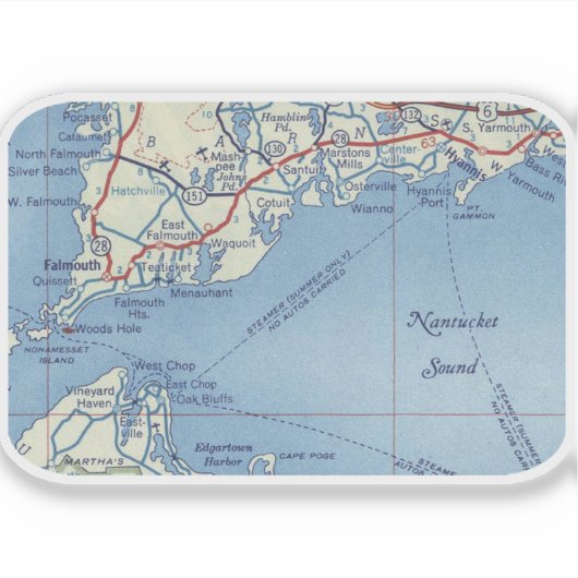 Nantucket  Map Sticker (Voorkant)