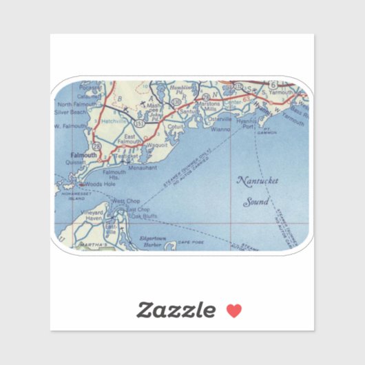 Nantucket  Map Sticker (Vel)