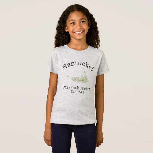 Nantucket map t-shirt, meisje t-shirt (Voorkant volledig)