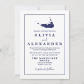 Nantucket marine blauwe bruiloft Uitnodiging (Voorkant)