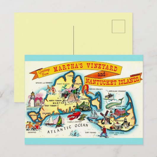 Nantucket Martha's Vineyard Ansichtkaart Briefkaart (Voorkant / Achterkant)