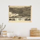 Nantucket Massachusetts 1881 Antiek Panoramisch Ka Poster (Keuken)