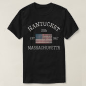 Nantucket Massachusetts American Flag USA Travel V T-shirt (Design voorkant)