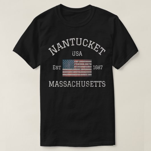 Nantucket Massachusetts American Flag USA Travel V T-shirt (Design voorkant)