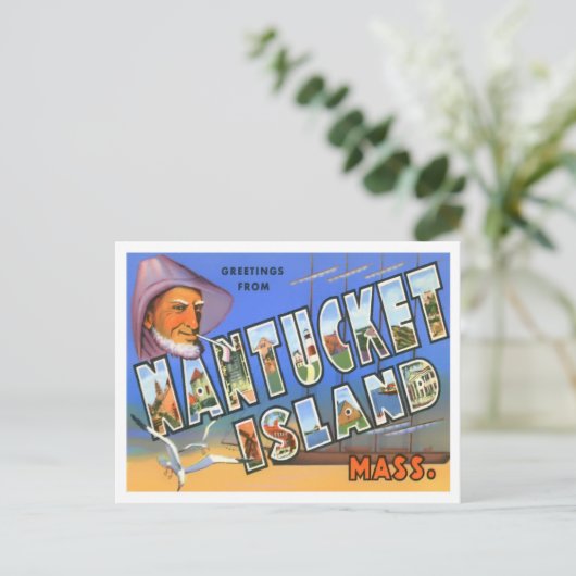 Nantucket, Massachusetts Big Letters Briefkaart (Staand voorkant)