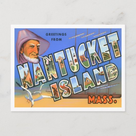 Nantucket, Massachusetts  Big Letters Briefkaart (Voorkant)