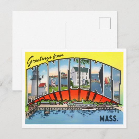 Nantucket, Massachusetts  Big Letters Briefkaart (Voorkant / Achterkant)