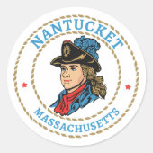 Nantucket Massachusetts Colonial Ronde Sticker (Voorkant)
