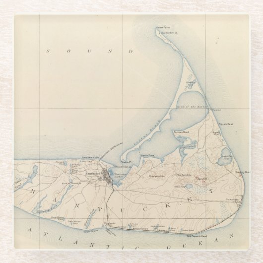 Nantucket, Massachusetts Glazen Onderzetter (Voorkant)