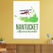 Nantucket Massachusetts kaart Canvas Afdruk (Insitu (Woonkamer))