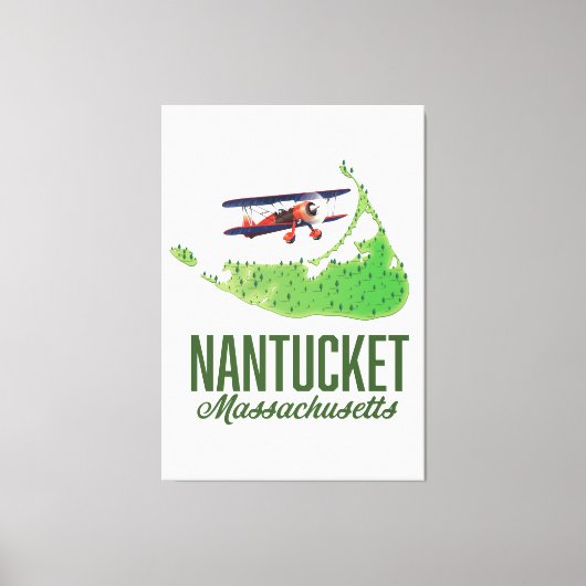 Nantucket Massachusetts kaart Canvas Afdruk (Voorkant)