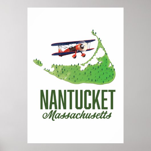 Nantucket Massachusetts Kaart Poster (Voorkant)