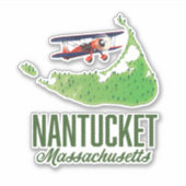 Nantucket Massachusetts Kaart Sticker (Voorkant)