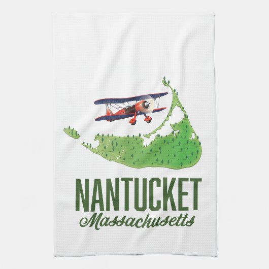 Nantucket Massachusetts Kaart Theedoek (Verticaal)