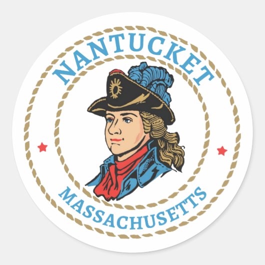 Nantucket Massachusetts Koloniaal Ronde Sticker (Voorkant)