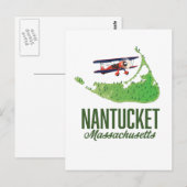 Nantucket Massachusetts Map Briefkaart (Voorkant / Achterkant)