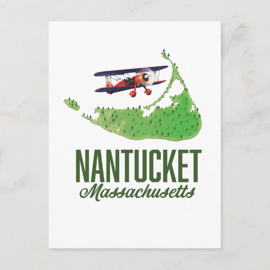 Nantucket Massachusetts Map Briefkaart (Voorkant)