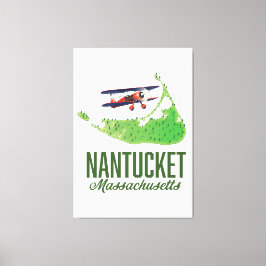 Nantucket Massachusetts Map Canvas Afdruk