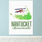 Nantucket Massachusetts Map Canvas Afdruk (Insitu (Houten vloer))