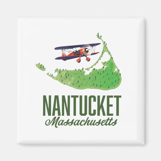 Nantucket Massachusetts Map Magneet (Voorkant)