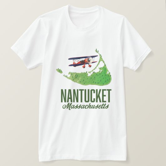 Nantucket Massachusetts Map T-shirt (Design voorkant)