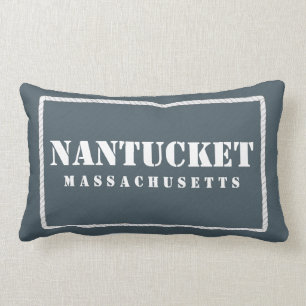 Nantucket Massachusetts Reversible Blue en Blauwgr Kussen