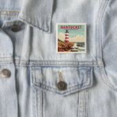 Nantucket Massachusetts Vierkante Button 5,1 Cm (In situ)